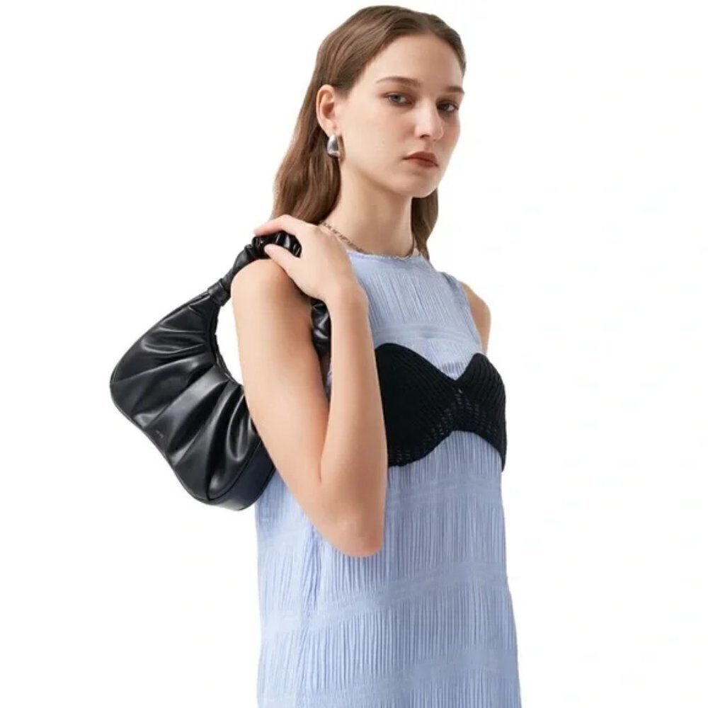 Zara Pleated Crocheted Grecian Crinkle Flowy Maxi Dress NWT Size Small - Picture 4 of 16
